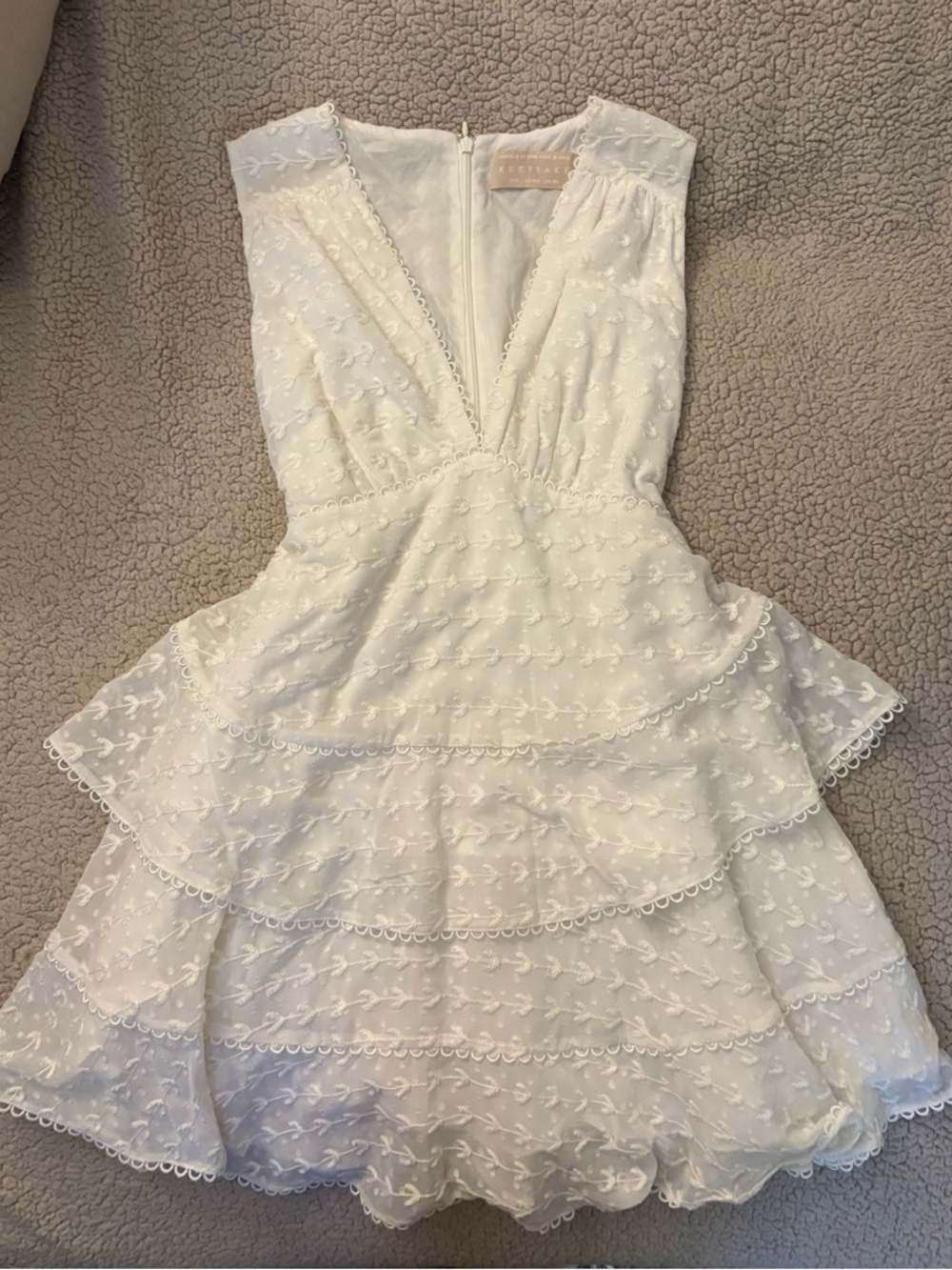 KEEPSAKE the Label White Tiered Lace Mini Dress